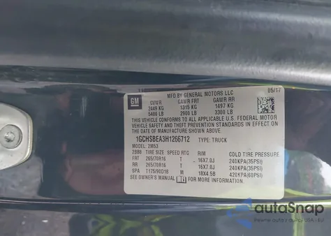 2017 Chevrolet Colorado Wt из США, поврежденный, VIN 1GCHSBEA3H1266712